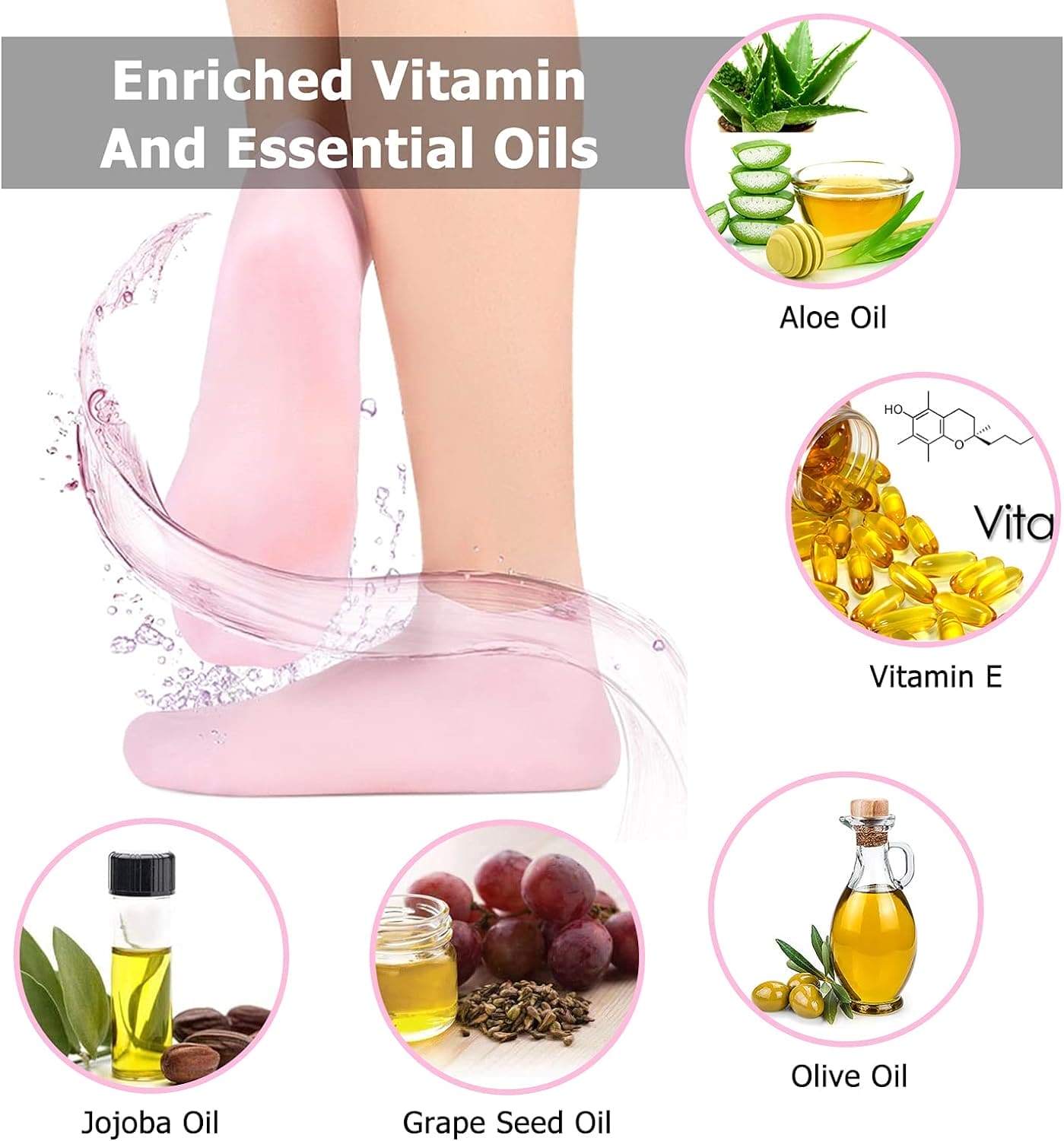 Silicone Gel Moisturizing Sock Prevent Foot Heel Crack Shoes